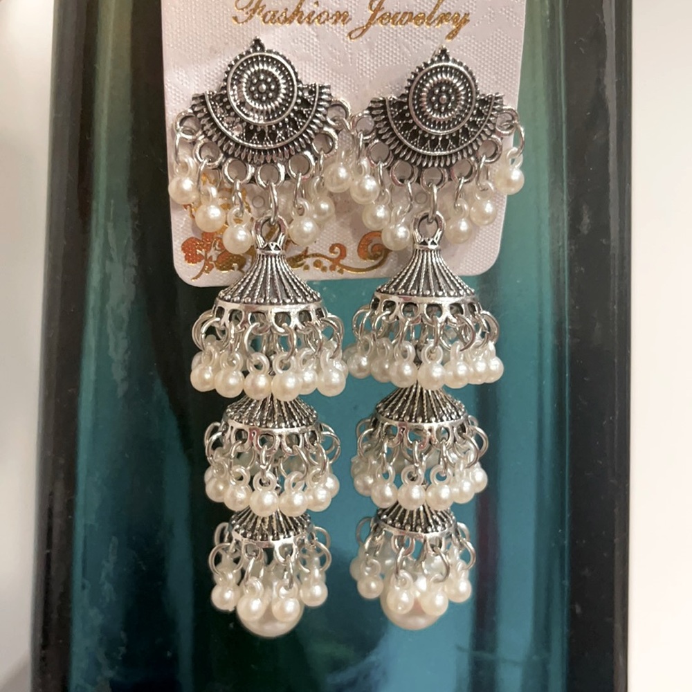 Absolutely beautiful pearl beaded Tassel Earrings